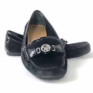 Coach Fonda Black Suede Driving Loafers Size 8.5